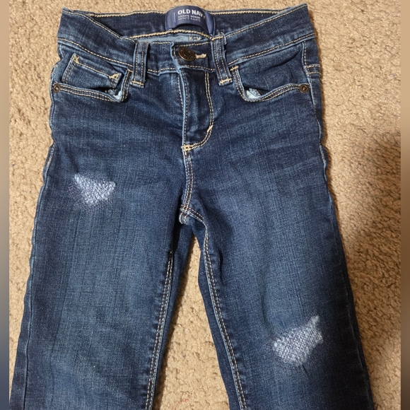 Old Navy Toddler Girls Skinny Blue Jeans Distressed Size 4T - Picture 5 of 6